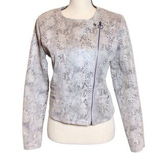 Haute Monde Snake Print Moto Jacket Sz L Full Zip Mob Wife‎ Biker Grunge Trendy